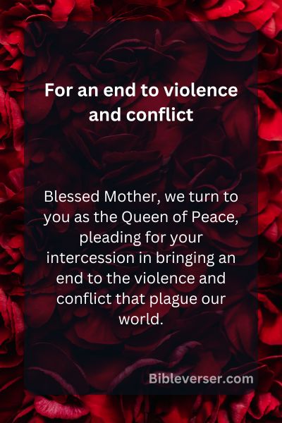 For an end to violence and conflict